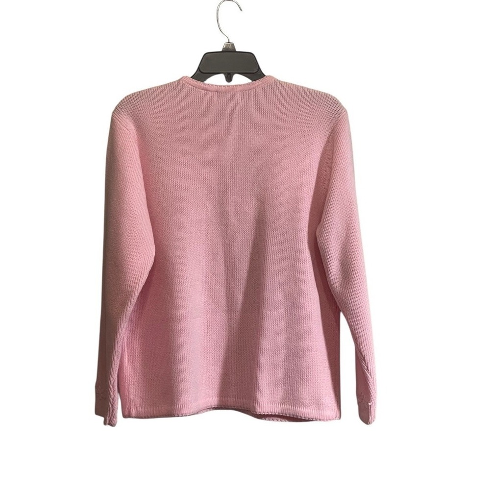 Essential Elements Pink Cardigan Sweater Med Petite Acrylic Button Grandmacore - Picture 2 of 6